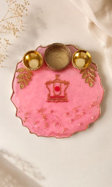 Handcrafted 6" Pooja Thali - Luxury Epoxy Resin Art by Divine Poured