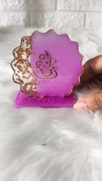 Handcrafted Ganpati ji Standee - Luxury Epoxy Resin Art by Divine Poured