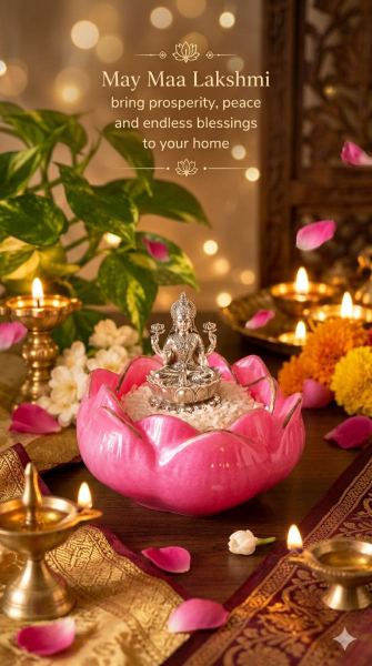 Handcrafted Pink Lotus Aasan For Laxmi ji , Maa Annapurna - Luxury Epoxy Resin Art by Divine Poured