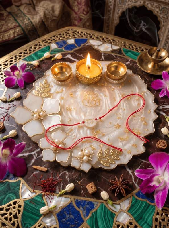 Premium 8" Golden Pooja Thali